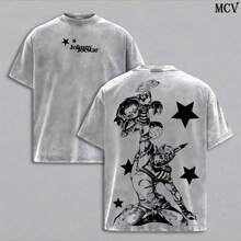 2026 Heavy-Duty Washed Cotton Men's Anime T-Shirt, Double-Sided Dark Magic Void Anime Pattern T-Shirt, Retro Comic Streetwear, Fashion Item For Otakus - 灰色2 - 查看 5