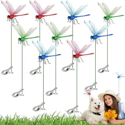 Dragon Fly Clips For Bugs Repellent, Dragonfly Clip Bug Repellent,Fake Dragonflies, Plastics Dragonfly For Garden Stakes Decor Yard Ornaments For Hat & Horse,Fly Scare Devices For Indoor Outdoor