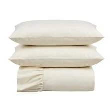 Laila Queen Size 400 Thread Count Quilt Set With Ruffle, 3 Pieces, Micropercal - Ivory - View 2