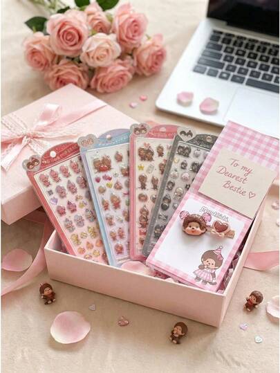 High Quality 3D Cute Stickers, Interesting Shiny Embossed Decorations, Durable Fun Japanese Anime Stickers With Waterproof Self-Adhesive Surface, Children's Art And Craft Stickers: Seals, Candy Drip Stickers, 3D Reusable Decorative Stickers, Interactive Kids Stickers, Daily Decorative Stickers