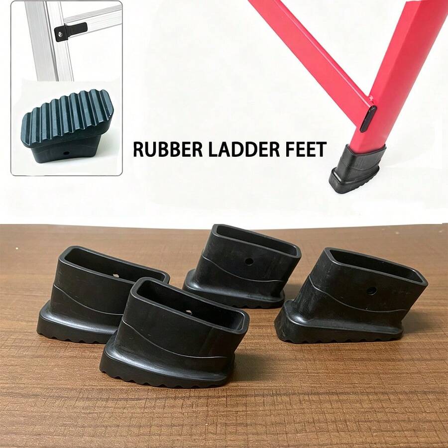 4pcs Red Non-Slip Rubber Ladder Feet Covers - Replacement Anti-Skid Ladder Leg Caps For Step Ladders, Extension Ladders, Protect Floors & Prevent Scratches, Measure Tube Outer Diameter First, Then Select Size, Inner Diameter Is 20*50mm - C - View 1
