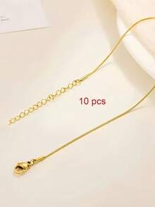 10条装不锈钢可调节蛇骨素链，女士高端轻奢时尚流行首饰礼品派对 - 10PCS蛇骨鏈40+5+片 - 查看 5