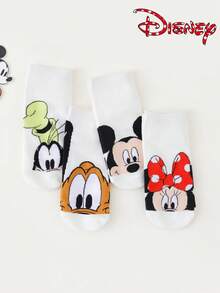 6 Pairs Disney Unisex Ankle Socks - Mickey And Minnie Simple Big Head Cartoon Fun Print - Lightweight Comfortable For Spring Summer - Multicolor - View 2