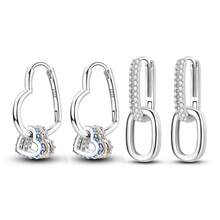 S925 Silver Luxury Zirconia Earrings: Sweetheart-Style Openwork Heart Geometric Double Hoops-Unique, Sophisticated, And Versatile For Work Or Dates - Multicolor - View 9