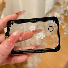 Pegatinas de estrella y flor transparentes con brillo + Película protectora de lente, que incluye diseño de sakura. Esta película protectora de cámara transparente es compatible con iPhone 17 Pro/17 Pro Max - Multicolor - Ver 4
