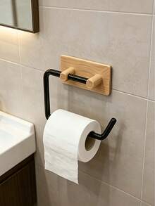 1/2 chiếc giá đựng giấy vệ sinh treo tường kiểu hiện đại, vân gỗ, không cần khoan, tự dính, thích hợp cho nhà bếp/phòng tắm, có thể đựng giấy vệ sinh, màng bọc thực phẩm, làm bằng nhựa vân gỗ chắc chắn. - Nhiều màu - Xem 7