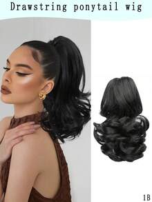 Short Curly Ponytail Wig Hair Clip Casual Daily Outing Drawstring Roman Curly Ponytail Wig Hair Clip - Multicolor - View 16
