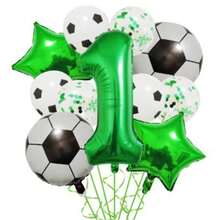 Conjunto de 11 Peças Balões de Folha com Tema de Futebol - Números 0-9 Tema da Decoração de Festa de Aniversário, Adequado para Festa Esportiva/Festa de Aniversário/Decoração de Festa de Verão, Reunião de Fãs/Celebração de Vestiário e Mais - Conjunto de Futebol - Visão 1