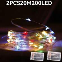 1条5米50LED/10米100LED串灯,电池供电,暖白/白/彩色,最适合花园/庭院/树木/房间装饰(不含电池) - 彩色 - 查看 12