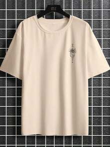 Manfinity  Camiseta De Hombro Caído Con Diseño Oversized Para Hombres - Caqui 2 - Ver 3