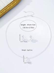 Bộ 3 món gồm dây chuyền hạt ngọc trai trắng và bông tai hình trái tim, bộ trang sức ngọc trai độc đáo chất lượng cao, quà tặng Ngày của Mẹ. - Hình tròn màu trắng - Xem 2