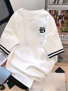 1pc Tween Boys Summer Casual Comfortable Relaxed Fit Round Neck T-Shirt, Versatile For Daily Wear - White - View 1
