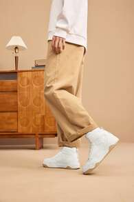 XTEP 白色休闲鞋，男士夏季新款，增高鞋，休闲运动鞋，情侣款，保暖羊毛冬季鞋，运动鞋，帆布白色 - 帆白 - 查看 3