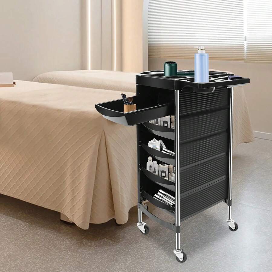 5 Tier Salon Trolley Beauty Spa Hair Coloring Hairdressing Rolling Storage Cart - Default - View 1