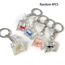 1/4pcs Cute Goldfish Water Bag Keychain - Transparent Resin Aquarium Pendant Suitable For Bags And Keys Gifts For Mother, Father, Graduation, And Teacher - Multicolor - View 10
