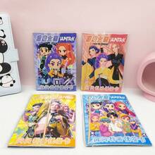 4张K-POP刮刮卡，K-POP主题彩虹刮刮纸，创意DIY涂鸦笔记本 - 彩色 - 查看 9