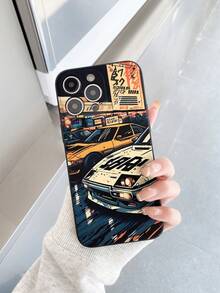 Compatible With Apple 17, 16, 15, 14, 13, 12, 11 Pro Max Series, Cool Cartoon Racing Car Pattern Design Colorful Straight Edge TPU Phone Case, Anti-Drop, Portable - Black - View 5