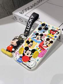 This Disney Mickey Mouse Lanyard Phone Case Is Fully Covered In TPU Material. It's Shockproof, Lightweight, And Compatible With IPhone17/16/11/13/15/15 Plus/15 Pro/15 Pro Max/12/14 Pro Max/11 Pro Max/12 Pro/12 Pro Max/13. This Phone Case Makes A Popular Birthday Gift Or Business Gift; It's Durable, Stain- And Fingerprint Resistant, And Suitable For Both Men And Women. The Set Also Includes A Mickey Mouse Phone Case And A Mickey Mouse Plush Bracelet. It's A Perfect Gift For Friends And Family. This Stylish Phone Case Is Fun, Lightweight, And Durable. IPhone17 Pro Max Phone Case, Minnie Mouse Phone Case. - trắng - Xem 5