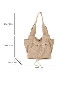 New Fashion Fabric Shoulder Bag, Large Capacity Tote Bag, Crossbody Bag For School And Commute - Khaki - View 10