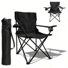 silla plegable para acampar o para jardín con posa brazos y porta vasos, con funda de agarradera, diferentes colores - Azul Marino - Ver 10