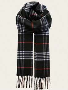 1pc Classic Plaid Men Scarf, Unisex Boyfriend Style Gift, Double-Sided Fashionable Warm Neck Warmer, Ideal For Autumn/Winter, Suitable For Both Men And Women Men Accessories Men Scarves - 粉色 - 查看 1