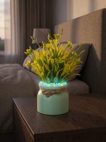 小型仿真花盆，小型假植物盆栽，迷你仿真植物带盆，微型盆栽，适合家居办公室桌面装饰，也适用于户外空间、客厅、卧室、阳台、桌面、书架等家居装饰，以及摄影和其他装饰，易于维护，无需浇水 - 彩色 - 查看 4
