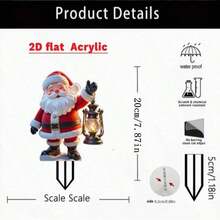 1 pieza Decoración de césped de acrílico 2D de Papá Noel y árbol nevado, instalación con estaca para exteriores, adecuado para Navidad, Acción de Gracias, Año Nuevo, letrero de patio de acrílico duradero, sin batería/energía necesaria, regalo perfecto para el hogar y el jardín, para todas las estaciones - A - Ver 3