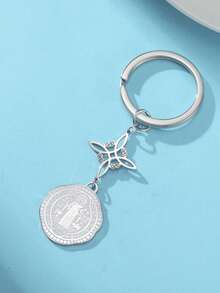 TEAMER 1pc Mysterious Lucky Witch Knot St. Benedict Medal Keychain, Fashionable Amulet Bag Charm - Fashion Series - View 3