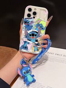Disney Has Authorized, Phone Case - Chain Set, The Stitch Lilo & Stitch Phone Case Plus A Silicone 3D Or Fluffy Style Stitch Bracelet With Metallic Ring Removable Bracelet, Stitch And Angel Pattern, Compatible With Iphone 17/16/15/14/13/12/11/XS/XR/X Plus Pro Max, Wavy Design Phone Case For Girl, A Stylish Cartoon Summer Phone Case, The Perfect Gift Choice, Phone Protection, Durable Phone Cover, Great Gift For Friends And Family - 白色款式A - 查看 6