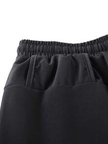 شورتات رياضية وتدريب رياضي مطبوعة موضة صيفية للرجال كبار الحجم، للركض والتدريب على كرة السلة، شورتات خارجية 2 في 1 - الأسود - مشاهدة 3