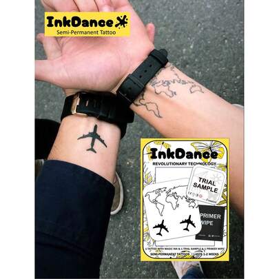 1 Set "Travel Map" Revolutionary Technology Tattoo Stickers, Semi-Permanent Tattoo, Temporary Tattoo, Durable, Angel Tattoo, Realistic Tattoo, Waterproof, Vivid Tattoo Effect, Plant-Based X195