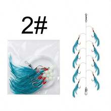 Rig Sabiki de 8 ganchos, Rig de plumas, Cebo biológico con plumas de pollo con púas, hecho a mano para pesca de agua salada y agua dulce - Multicolor - Ver 10