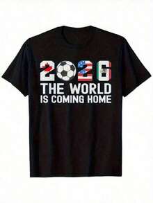 Playera de Hombre de Algodón 100% |   Color Negro |   Diseño "2026 La Copa del Mundo Regresa a Casa" |   Corte Clásico |   Casual y Deportivo - Negro - Ver 6