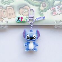 1pc New Flocked Stitch Keychain, Soft Rubber Cartoon Character Key Chain Pendant, Creative PVC Car Key Ring Accessory, Flocked Doll Keychain Backpack Hanging Ornament, Flocked Stitch Keychain Creative Cartoon Schoolbag Pendant Key Chain, Valentine's Day Gift - Stitch - View 3