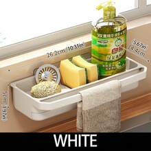 1pc Kitchen Organizer Rack, Dishcloth Holder & Drainer, Drill-Free Spice Rack, Faucet Sink Countertop Water Tray - View 8