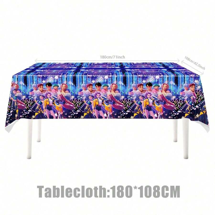 1pc Disposable Party Tablecloth, PE Waterproof And Oil-Proof Table Cover (Random Style) - Multicolor - View 1