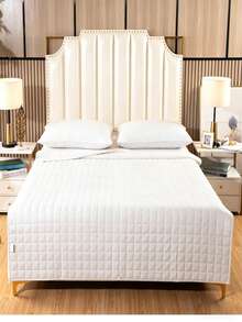 Chăn trọng lực 7kg, 135 x 200 cm, 100% cotton, họa tiết lưới 7x7 cm, chăn trọng lượng dày dặn dành cho người lớn giúp cải thiện giấc ngủ và giảm căng thẳng. - trắng - Xem 2