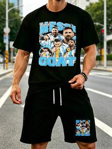 2 Piece Sets Vacation Outfits Women Refreshing Summer Lionel Messis 10 Graphic Tee Summer Luxury Brand Cotton Men's And Men's T-Shirts Short Sleeves Size S~5XL - Black - View 2