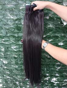 Aplique de Cabelo na Fita Adesiva Castanho Mega Hair Natural Fibra Russa Liso 60cm Premium 200grs - S2 - Visão 4