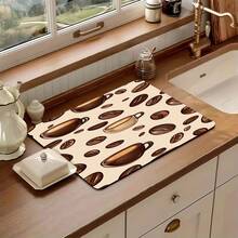1 pieza Felpudo de cocina súper absorbente y de secado rápido con base antideslizante, apto para barra de café, mesa de comedor - Superficie de fácil limpieza y diseño de secado rápido, se adapta a cocinas modernas o tradicionales, accesorios de barra de café, decoración del hogar con estilo - Granos de café y café - Ver 14