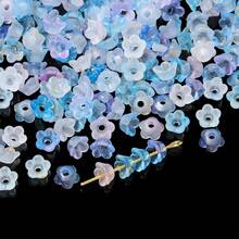 100 piezas de cuentas de lirio del valle con polvo de oro degradado, cuentas sueltas, accesorios de joyería DIY, pendientes de flor hechos a mano, materiales para collares - Multicolor - Ver 12