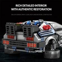 M MENBIS 1:24 Time Machine Classic Movie Sci-Fi Racing Car Building Blocks MOC Model Sport Cars Toys Back Future Bricks Vehicle Festival Gifts For Adult 400+Pcs Collectible Model Ornament - Multicolor - View 7
