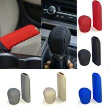 2pcs Car Gear Shift Knob Cover + Handbrake Cover Set, Anti-Slip Wear-Resistant, Soft Fit, Universal Interior Gear Shift & Handbrake Protective Decor - Multi-color Gear Shift Cover + Handbrake Cover Set - View 2