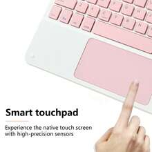 AKKHOO Wireless Keyboard, Rechargeable, Touchpad, Mini Keyboard With IPad Touch, Compatible With IPad Tablets - Pink - View 5