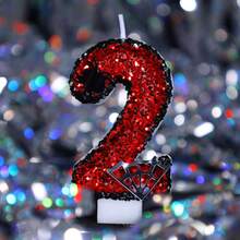 蜘蛛主题闪光数字生日蜡烛，0-9 红色黑色闪亮蛋糕装饰，男孩超级英雄/万圣节/蜘蛛主题生日派对数字蜡烛，儿童蛋糕装饰用品 - 紅色黑邊蜘蛛 - 查看 14