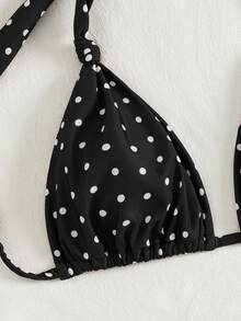 夏季新款兩件式泳衣甜美性感素色綁帶細肩帶比基尼海灘度假風泳裝套裝 - 彩色 - 查看 6