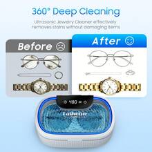 Ultrasonic Cleaner Machine, 550ml Eyeglasses Jewelry Cleaner, 45kHz Ultrasonic Cleaner For Glasses Rings Watch Band, 5 Timer, 3 Power Levels, Degas Mode Deep Cleaning - UK Plug(220-240V) - View 4