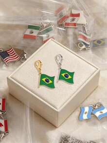 TEAMER 1pc Colorful National Flag Pattern Pendant, Handmade DIY Accessory, Can Be Used As Keychain, Bag Charm, Jewelry Decoration - Fashion Series - View 1