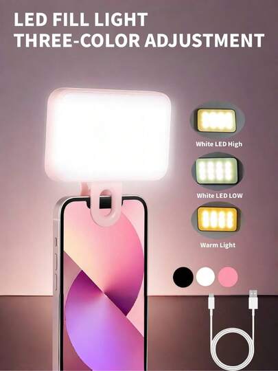 Fill lights LED自拍补光灯，便携式迷你夹式补光灯，LED自拍灯，仙女灯，台灯，夜灯，适用于手机和电脑，可用于化妆、视频通话、直播、Vlog，是自拍和视频通话的理想之选，250mAh，圣诞装饰，精美礼物