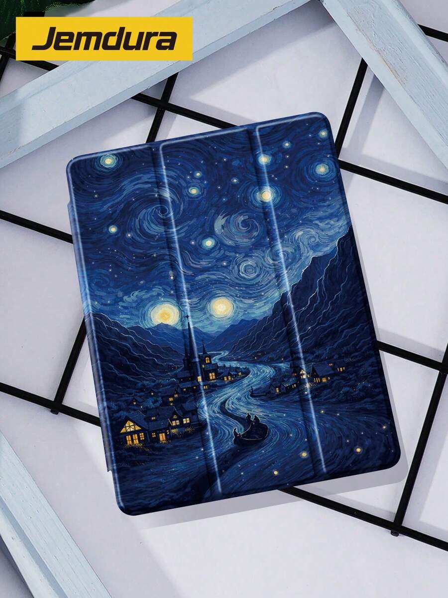 1 husă de protecție pentru tabletă cu model albastru înstelat, anti-cădere, cu slot pentru stilou, suportă funcția Sleep/Wake, compatibilă cu iPad 10.2", Pro 2021/2020/ (A16) 11", a 11-a generație 2025/a 10-a generație, Galaxy Tab A8 10.5" 2022, Matepad 10.4/Tab, cadou de Crăciun de Anul Nou 2026